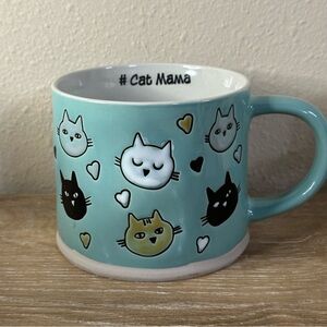 Spectrum Designz Coffee Tea Mug Cat Mama Green/Blue 17 OZ, Microwave dishwasher